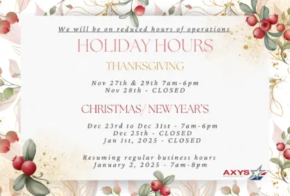 Holiday Hours - Reduced Hours of Operations